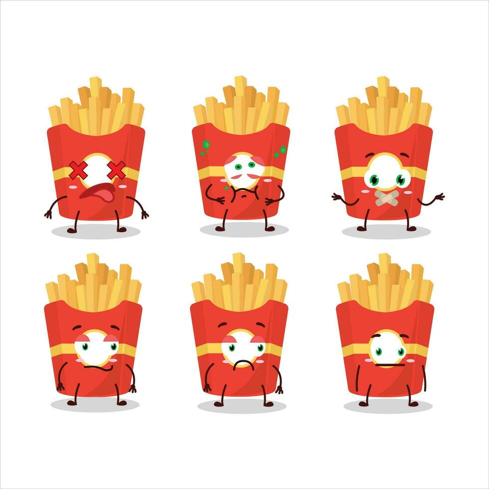 français frites dessin animé personnage avec Nan expression vecteur
