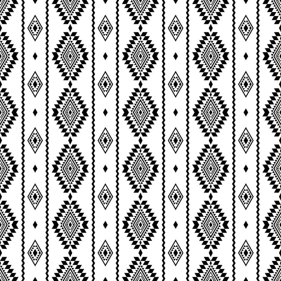 sans couture ethnique Bande modèle. tribal unique ornement Contexte conception avec géométrique abstrait forme. populaire style conception pour impression tissu. noir et blanc couleur. vecteur