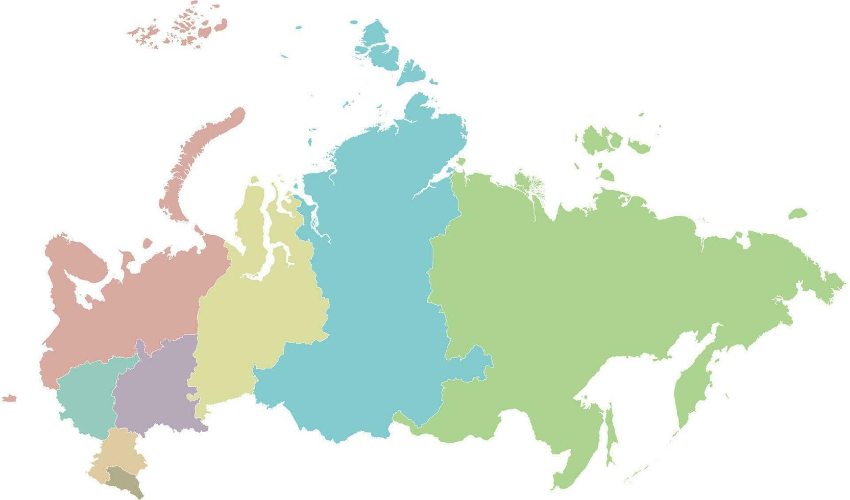 vecteur Vide carte de Russie avec Régions ou ou fédéral les quartiers et administratif divisions. modifiable et clairement étiqueté couches.