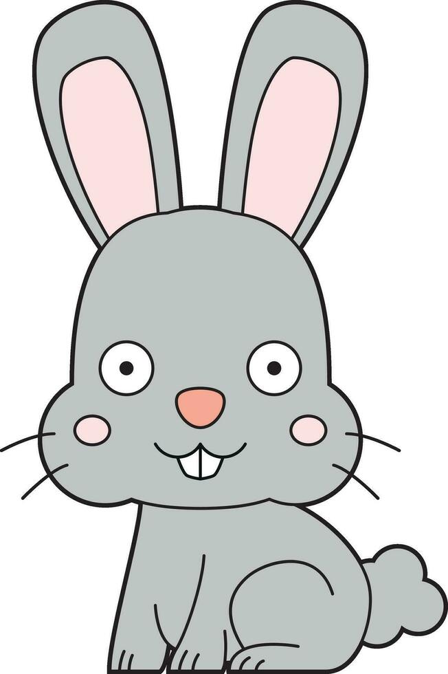 mignonne dessin animé vecteur illustration de une gris lapin