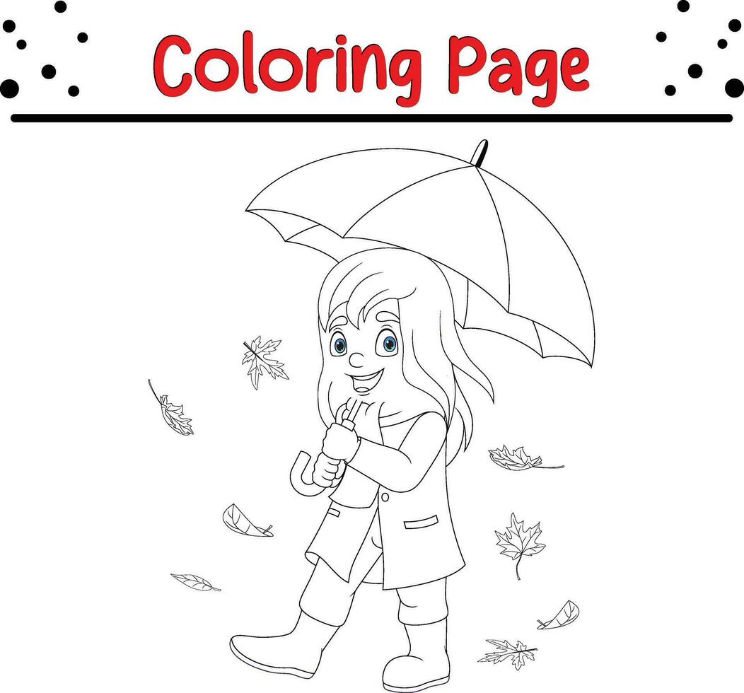 action de grâces coloration page pour enfants. vecteur dessin animé les enfants lancement l'automne feuilles