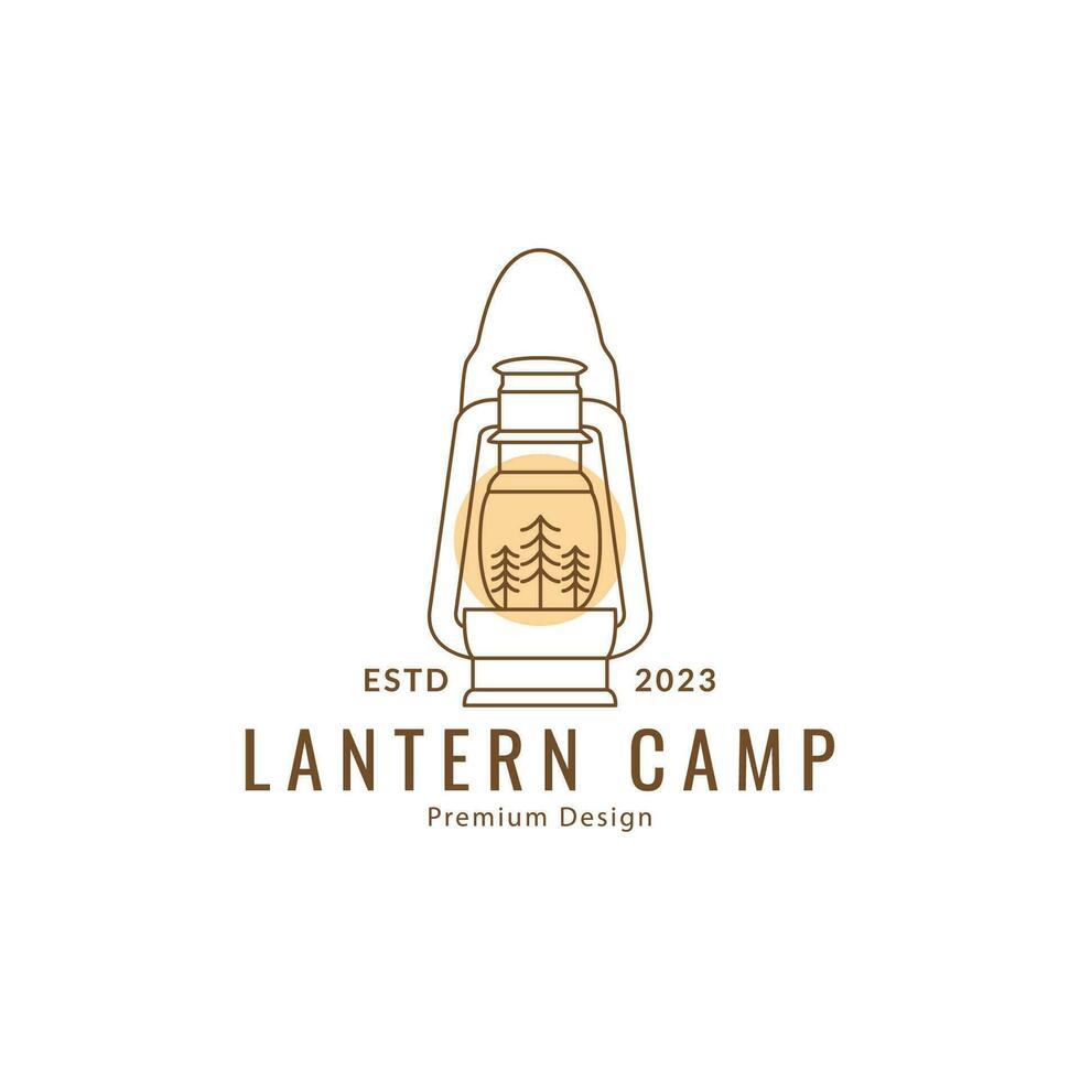 logo lanterne forêt camp vecteur symbole minimaliste illustration conception