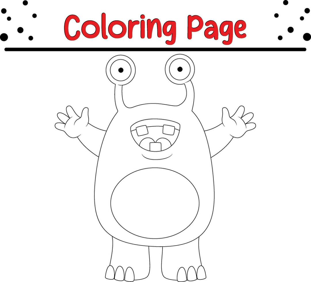 mignonne dessin animé monstre coloration page. enfants noir et blanc illustration. vecteur