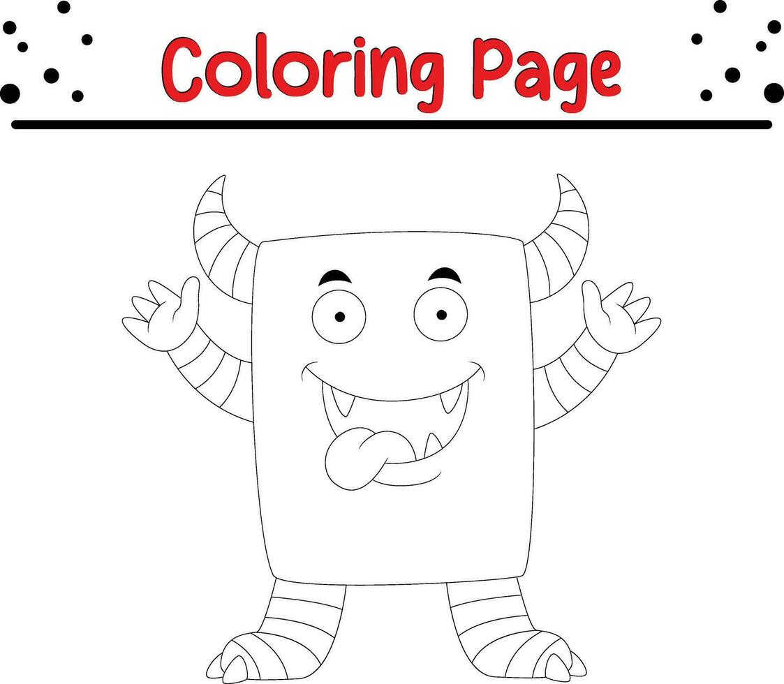 mignonne dessin animé monstre coloration page. enfants noir et blanc illustration. vecteur