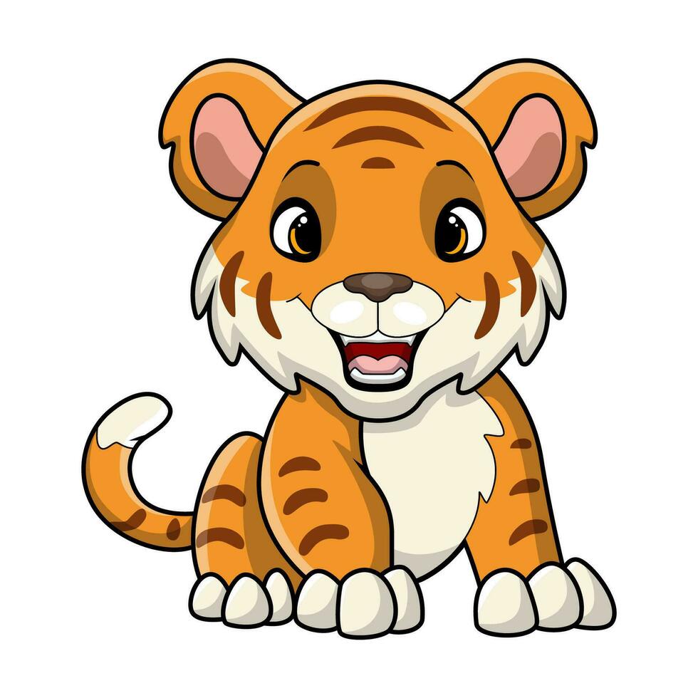 mignon, tigre, dessin animé, blanc, fond vecteur