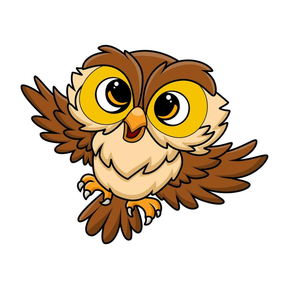 mignonne peu hibou dessin animé sur blanc Contexte vecteur