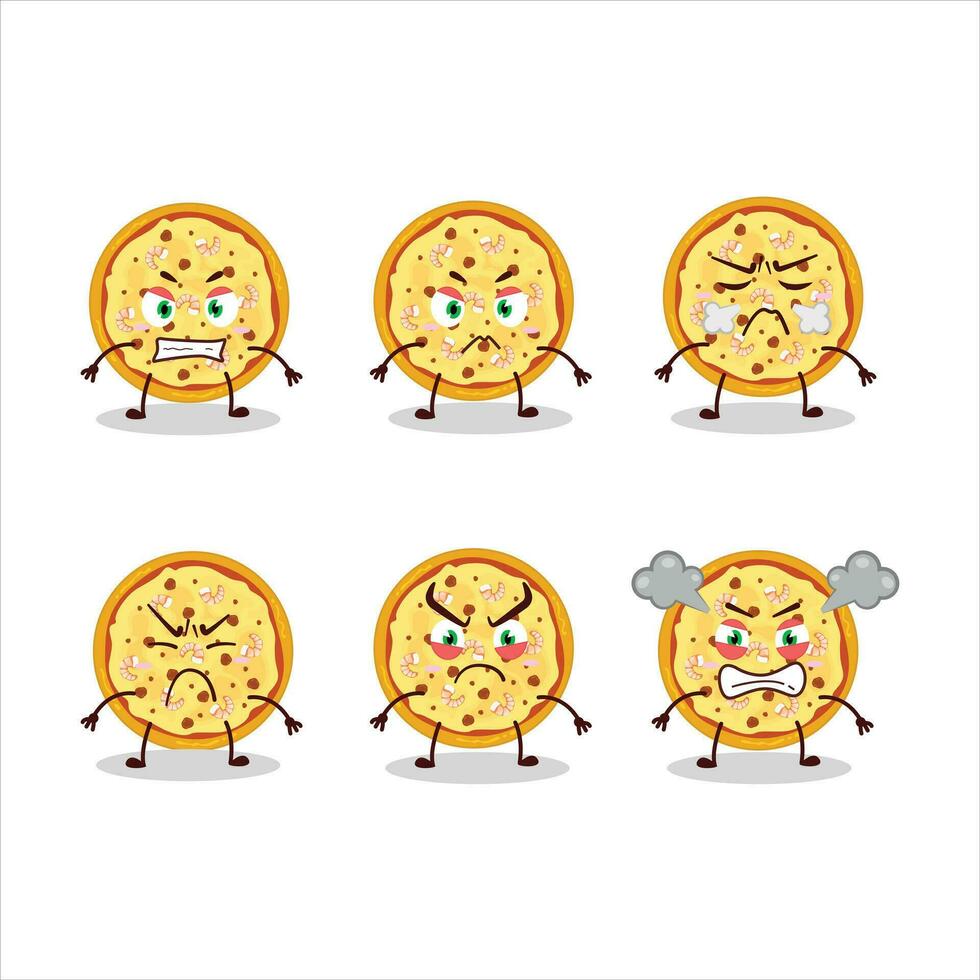 marinara Pizza dessin animé personnage avec divers en colère expressions vecteur