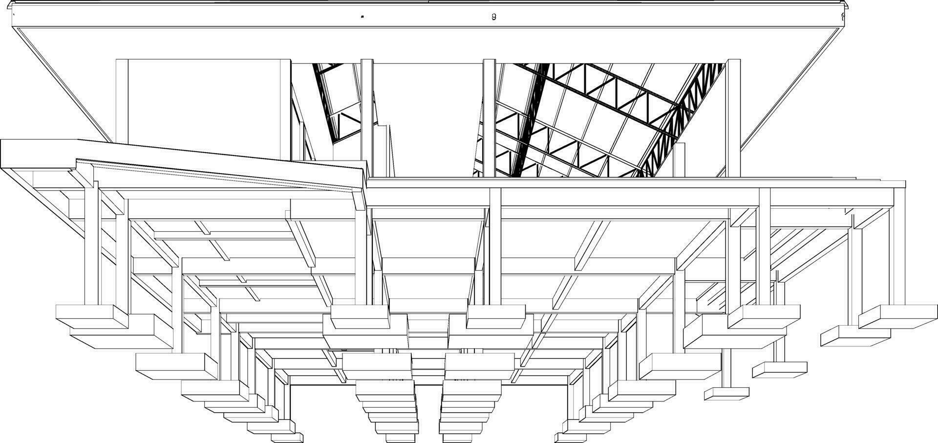 3d illustration de bâtiment structure vecteur