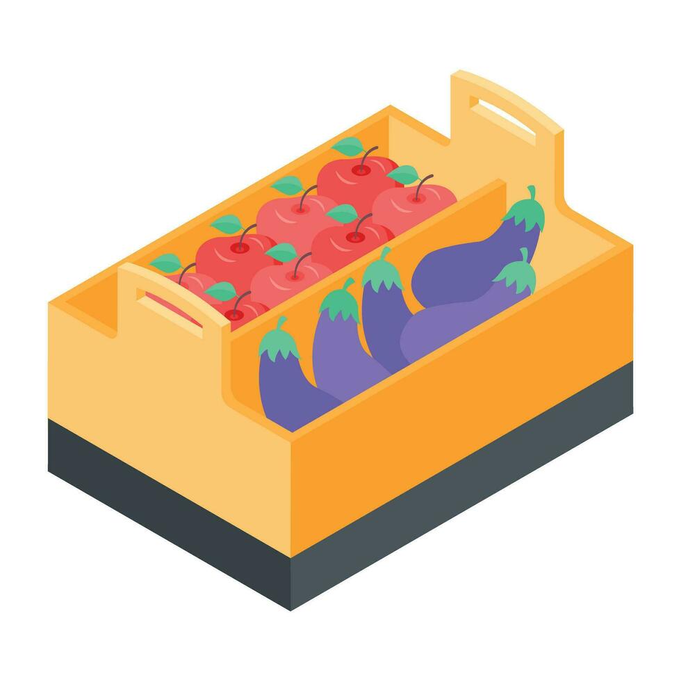 moderne isométrique icône de légume et friut compteur vecteur