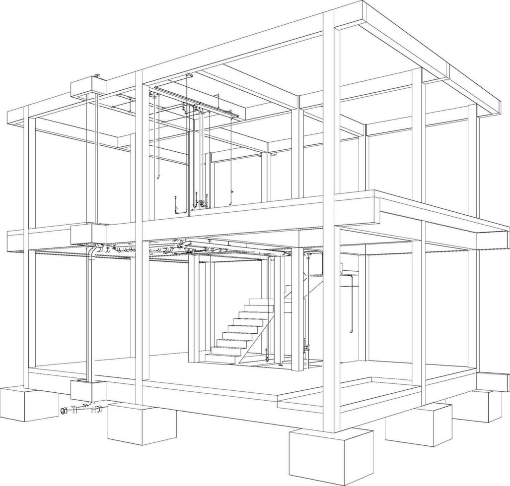 3d illustration de bâtiment et construction vecteur