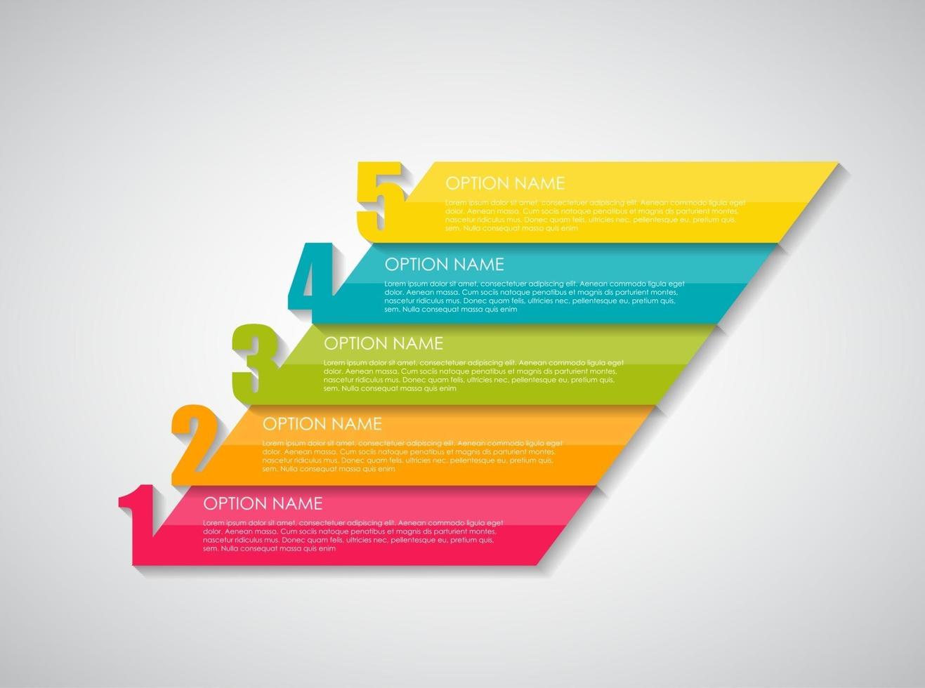 modèle d'infographie avec 5 étapes colorées vecteur