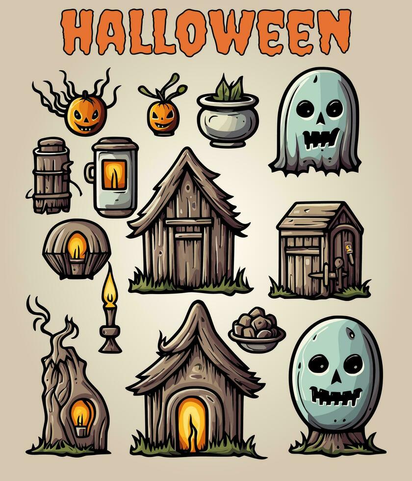 Halloween collection effrayant vecteur des illustrations 14