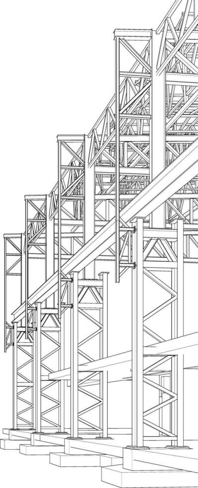 3d illustration de bâtiment structure vecteur