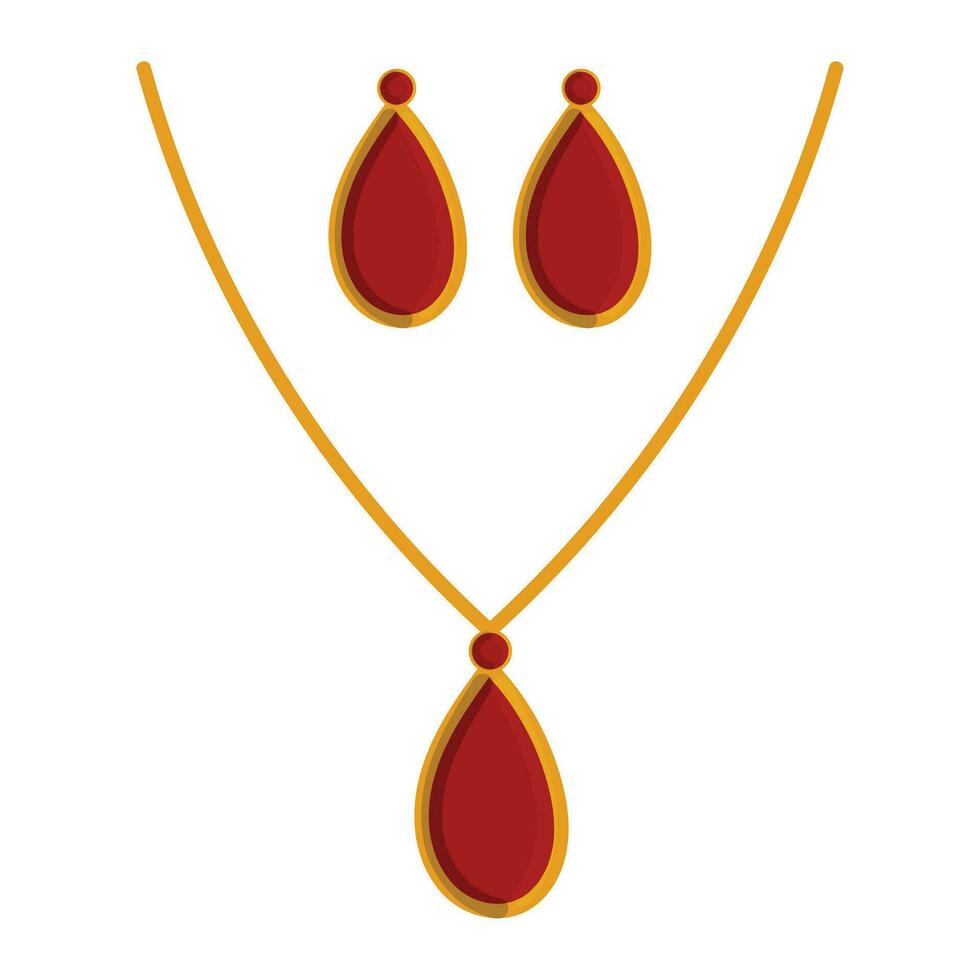 rouge pendentif Collier avec des boucles d'oreilles vecteur