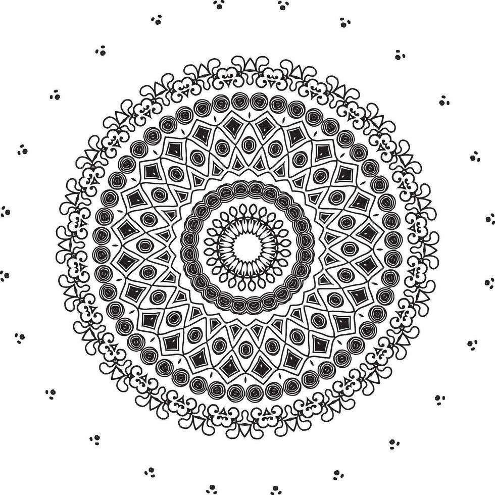 motif circulaire en forme de mandala pour henné, mehndi, tatouage, décoration. ornement décoratif dans un style oriental ethnique. page de livre de coloriage. vecteur