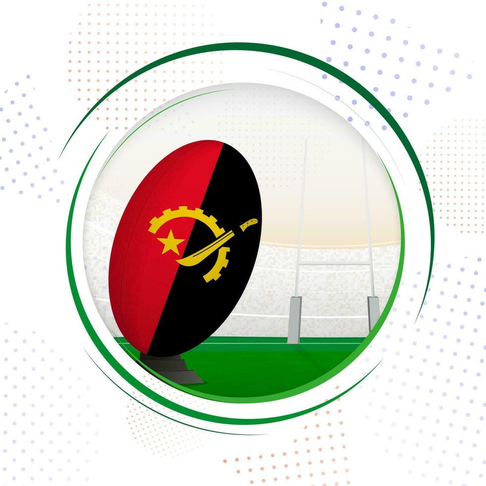 drapeau de angola sur le rugby balle. rond le rugby icône avec drapeau de Angola. vecteur