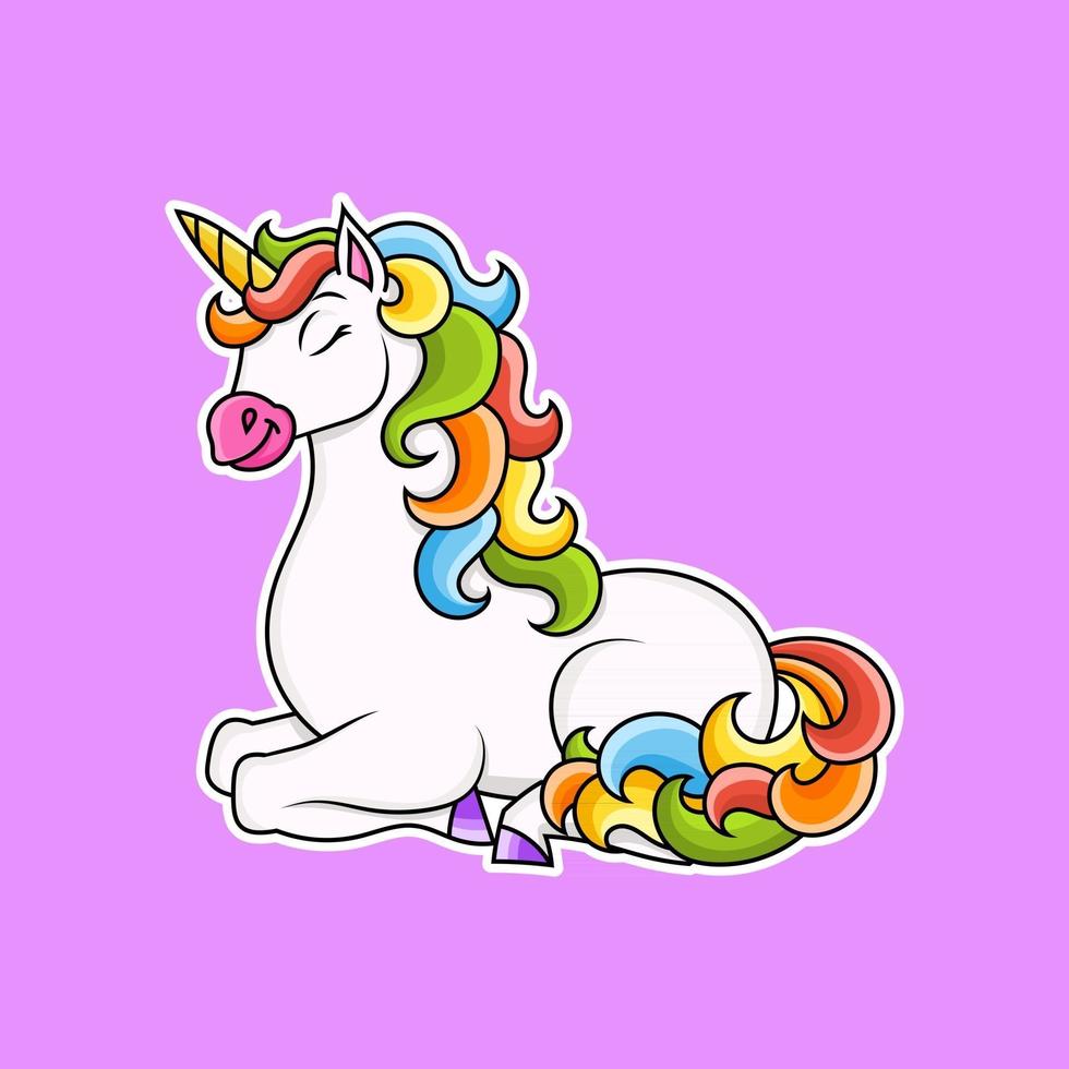 jolie licorne. cheval de fée magique. personnage de dessin animé. illustration vectorielle colorée. isolé sur fond blanc. élément de conception. modèle pour votre conception, livres, autocollants, cartes, affiches, vêtements. vecteur