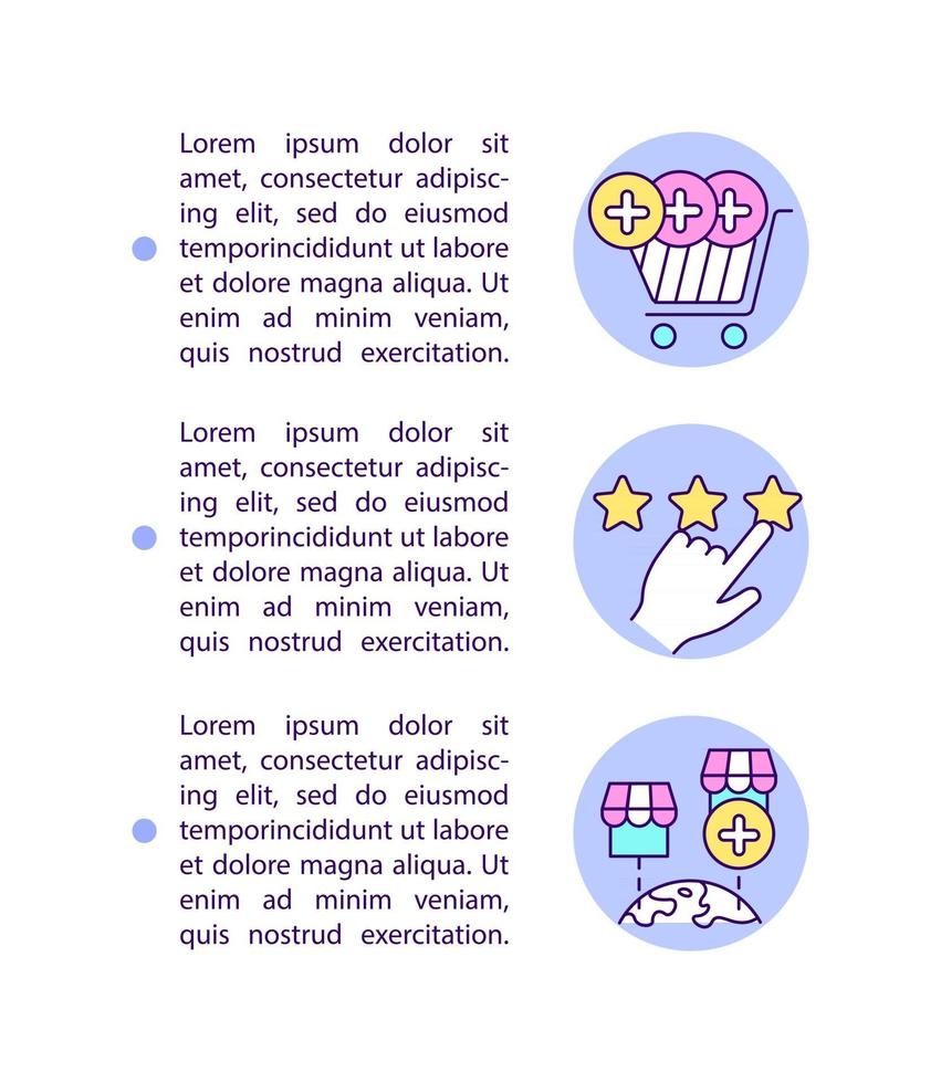 démarrage d'une nouvelle entreprise sur les icônes de ligne de concept de marchés avec du texte. modèle vectoriel de page avec espace de copie. brochure, magazine, élément de conception de newsletter. illustrations linéaires de marché en ligne sur blanc