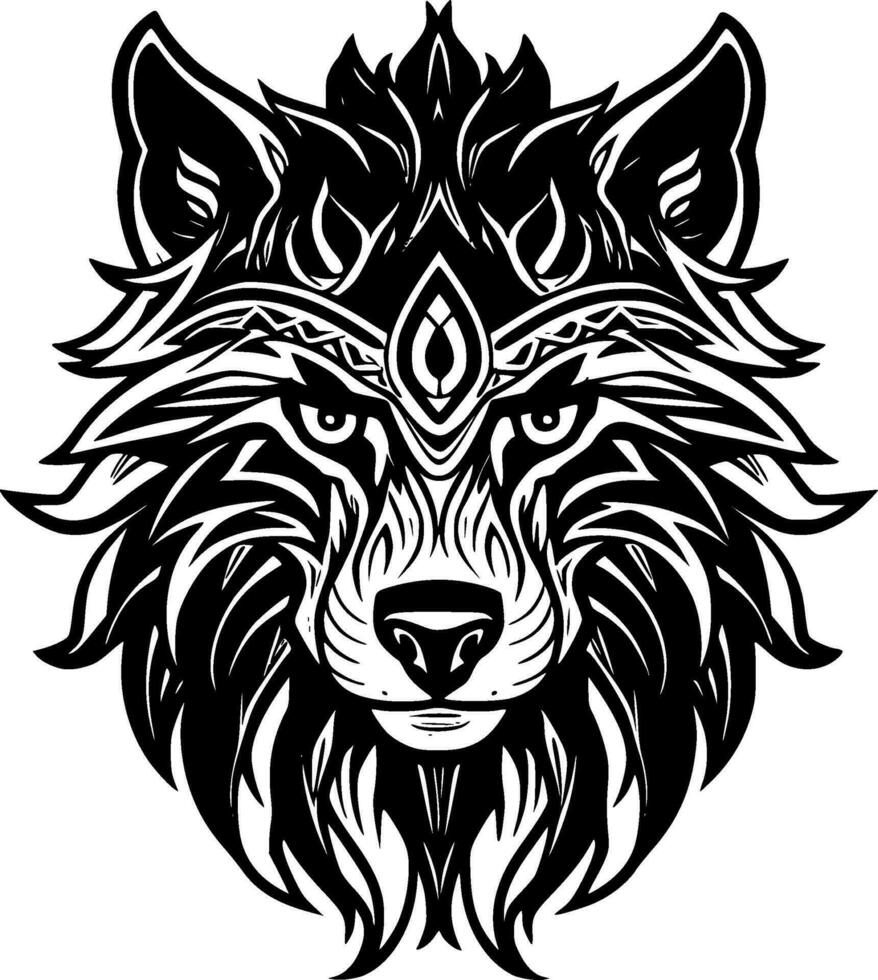 loup, noir et blanc vecteur illustration