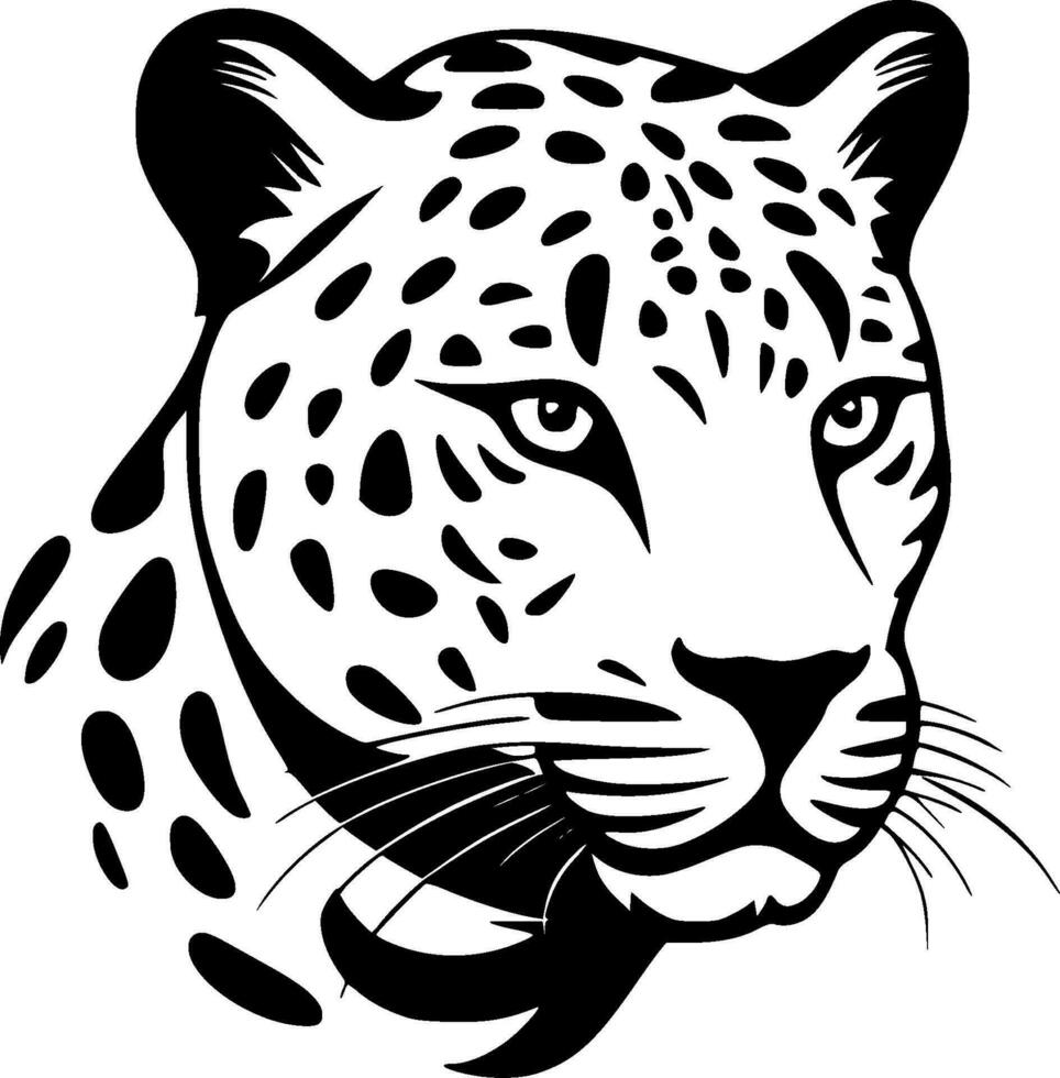 léopard - noir et blanc isolé icône - vecteur illustration