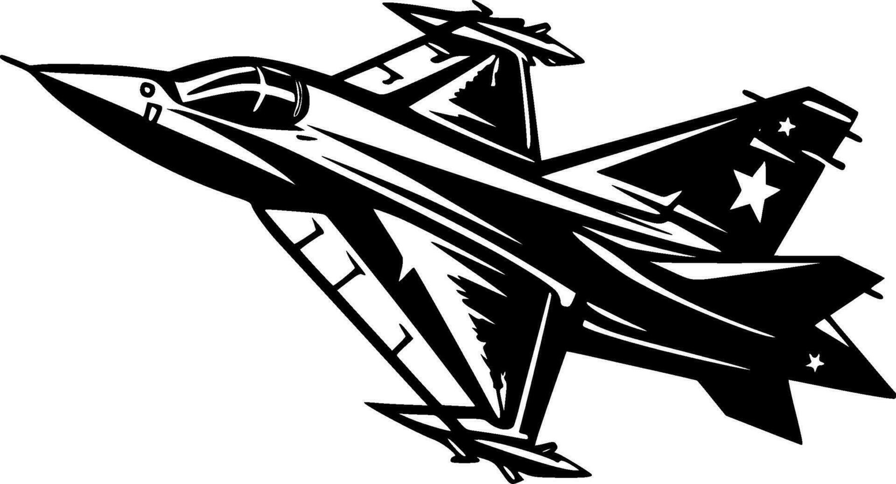 combattant jet, noir et blanc vecteur illustration