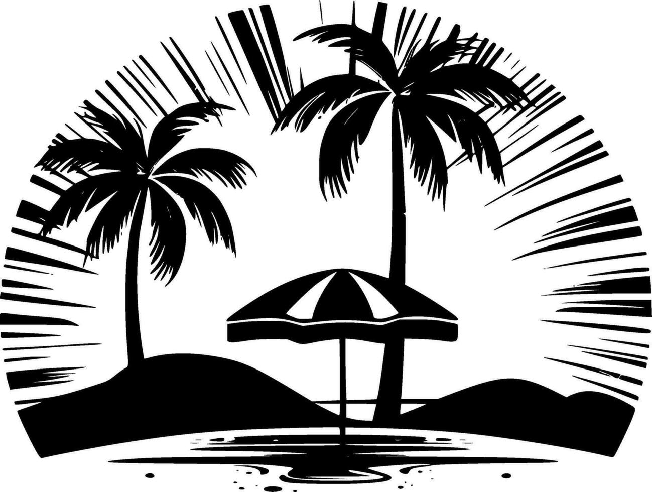 plage - noir et blanc isolé icône - vecteur illustration