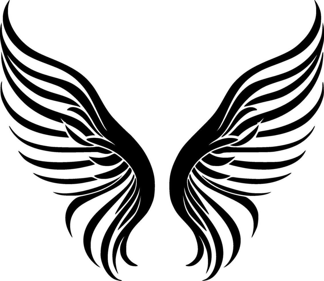 ange ailes - noir et blanc isolé icône - vecteur illustration