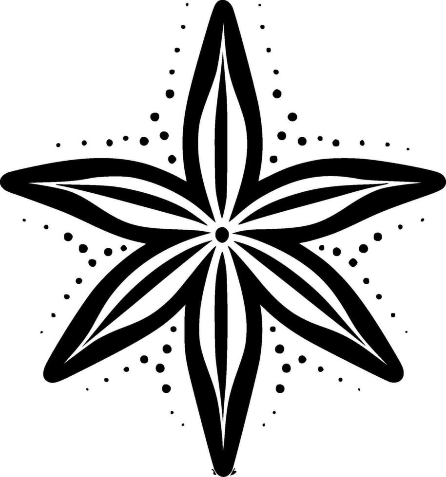 étoile de mer - noir et blanc isolé icône - vecteur illustration