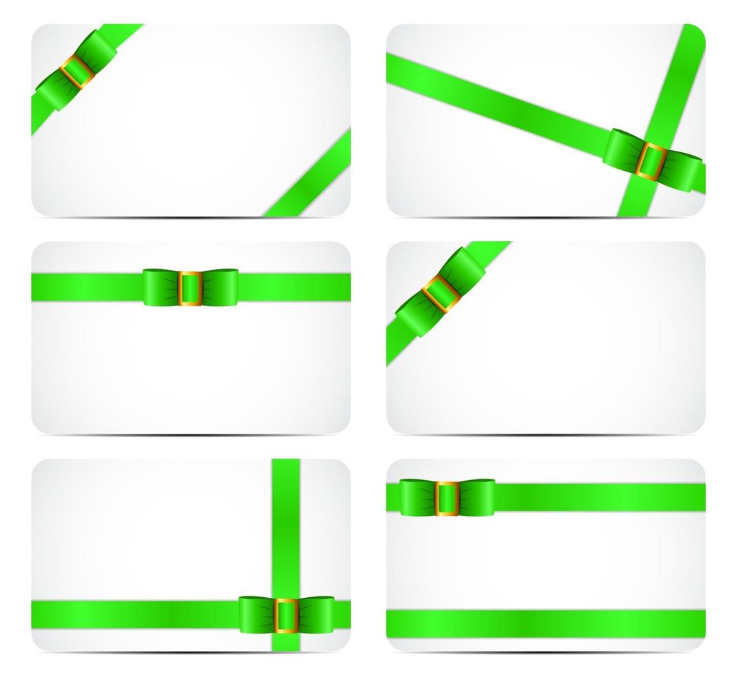 carte-cadeau sertie de ruban vert et d'arc. illustration vectorielle vecteur