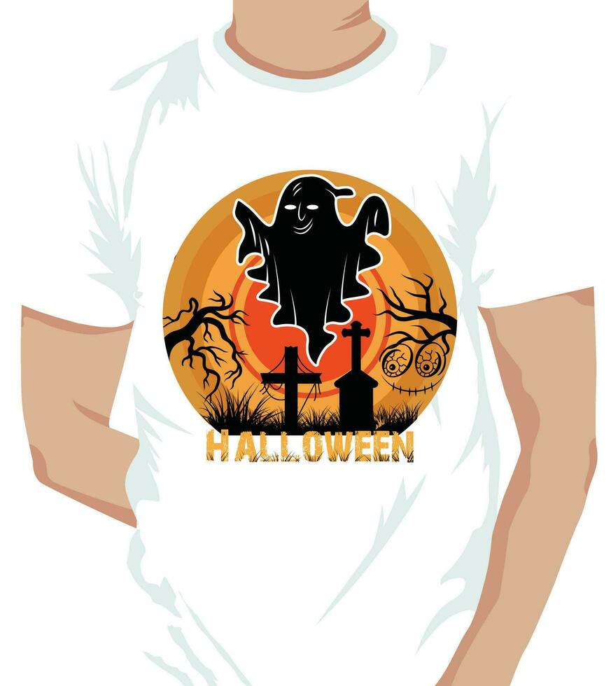 Halloween T-shirt conception vecteur modèle noir huer et Halloween T-shirt conception.