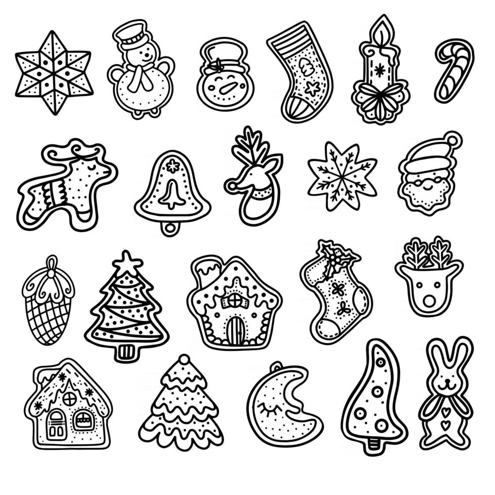 biscuits au gingembre dans un style doodle. biscuits au gingembre, biscuits au gingembre. illustration vectorielle vecteur