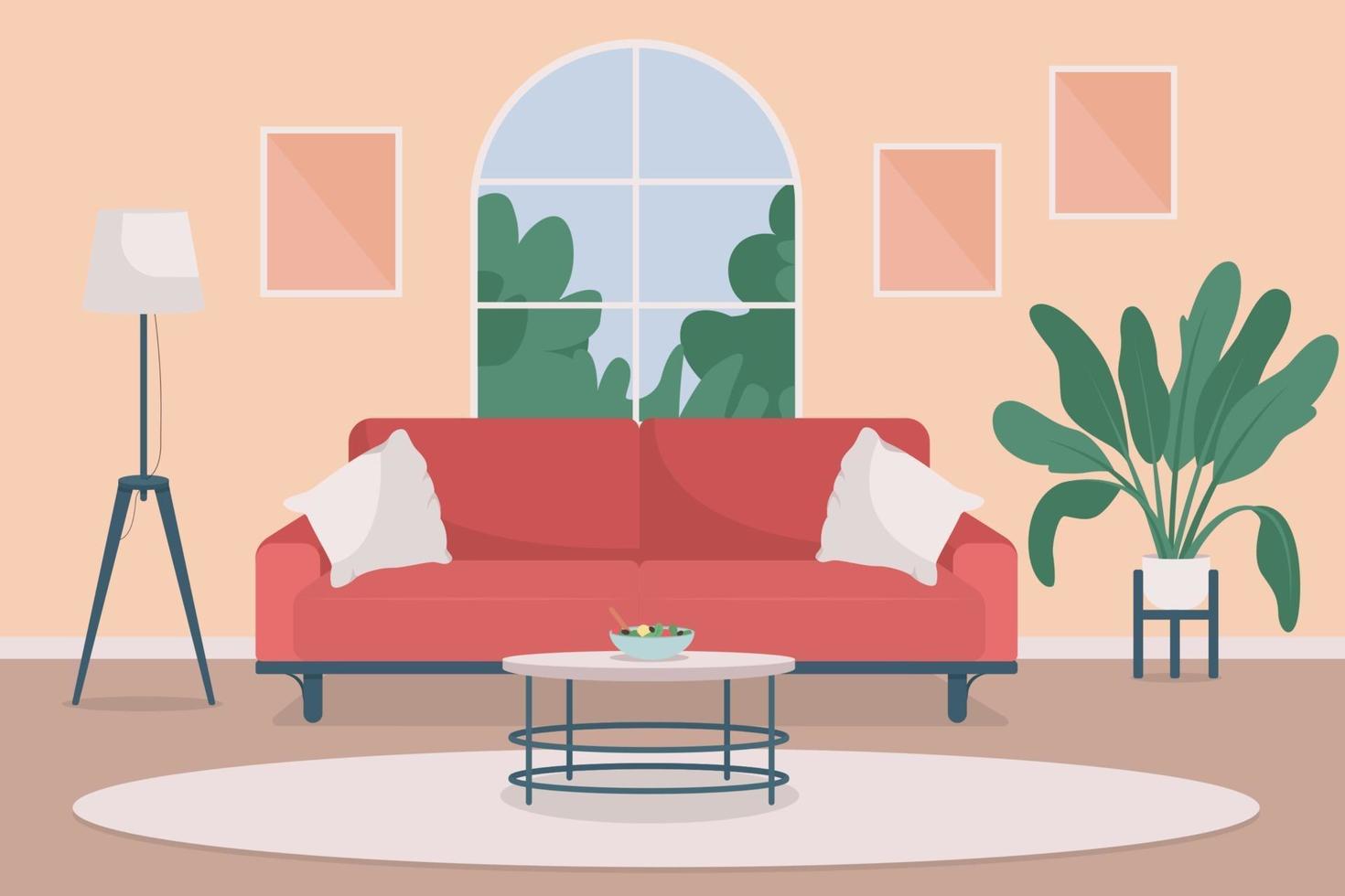 illustration vectorielle de couleur plat salon confortable vecteur