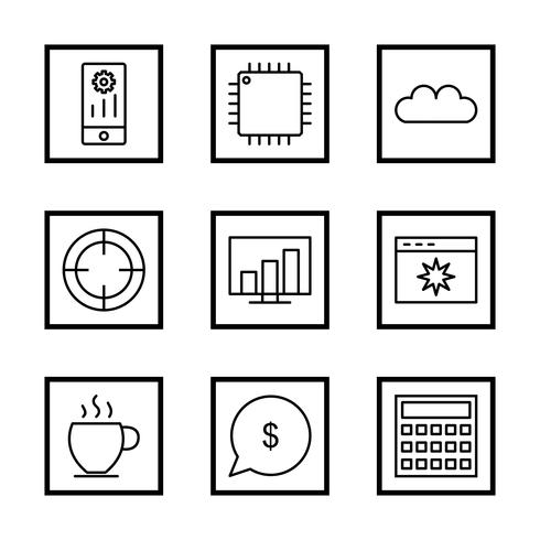 Ensemble d&#39;icônes d&#39;optimisation de moteur de recherche vecteur référencement