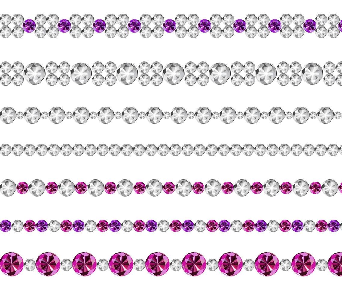 bordures réalistes de diamant mis en illustration vectorielle vecteur