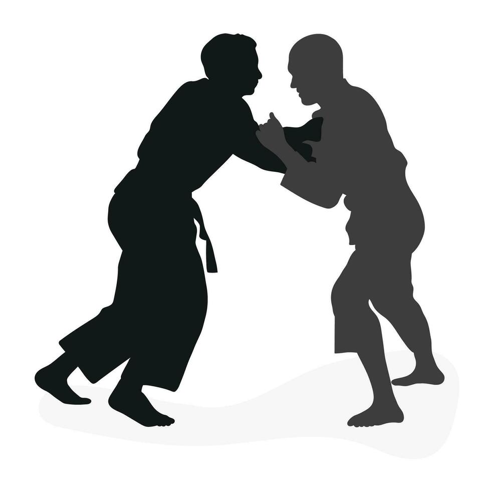 image silhouette judoka. judo, martial art, esprit sportif, lutte, duel, Lutter Avec, combattre, lutte, lutte vecteur