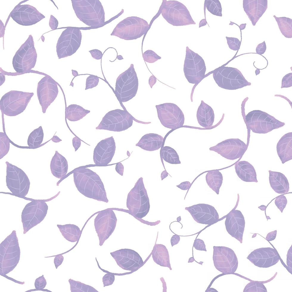 modèle sans couture aquarelle avec des feuilles et des branches violettes. illustration florale botanique de décoration textile été dessiné à la main vecteur