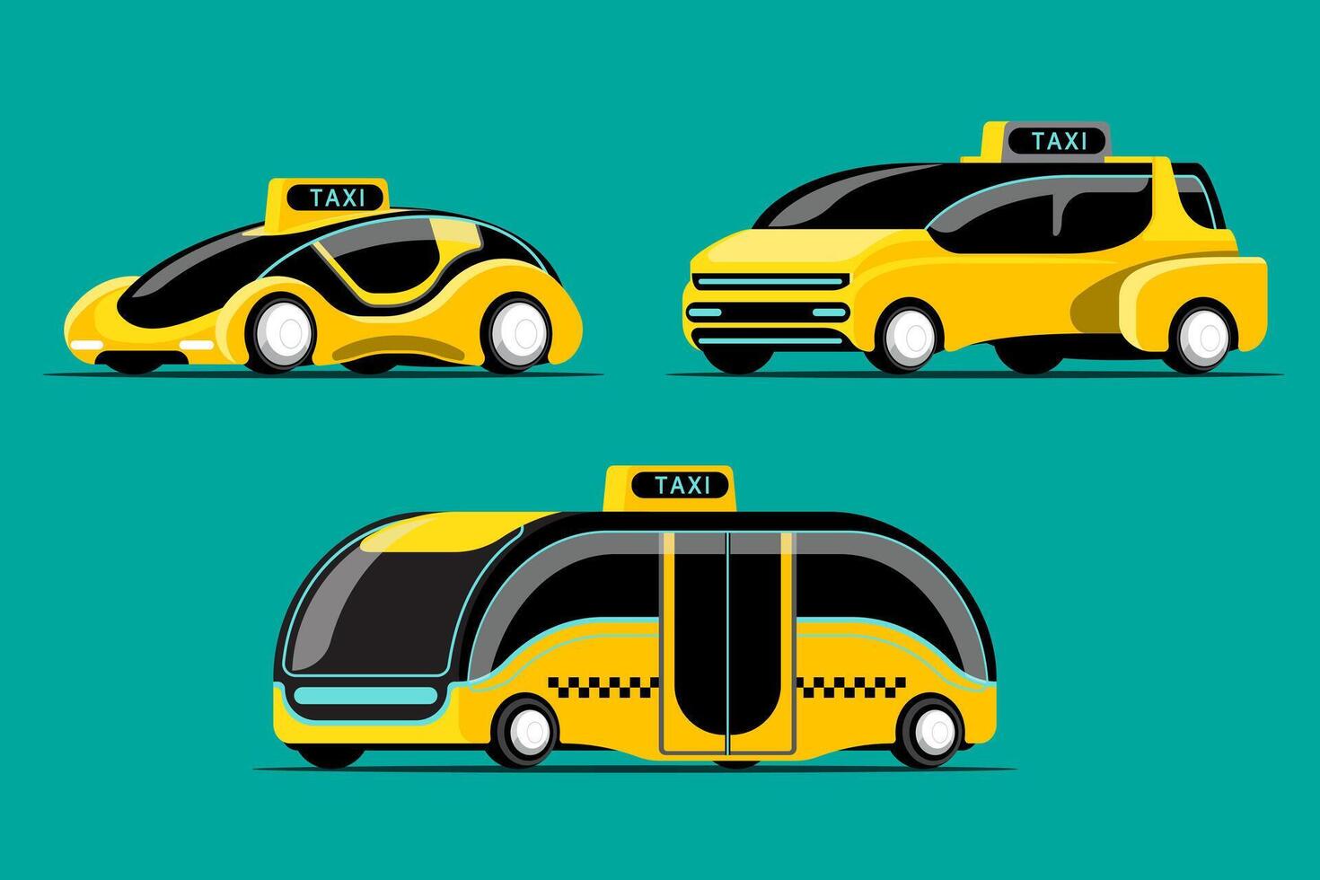 ensemble de voiture de taxi hitech dans un vecteur de conception moderne