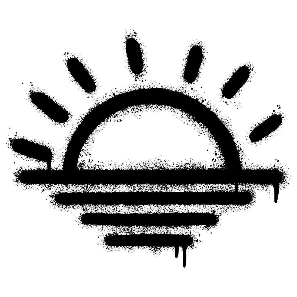 vaporisateur peint graffiti le coucher du soleil ou lever du soleil icône pulvérisé isolé avec une blanc Contexte. vecteur