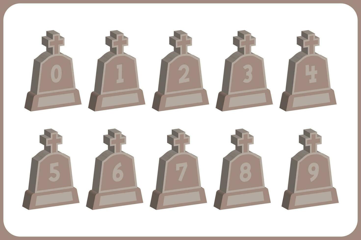 polyvalent collection de 3d pierre tombale Nombres pour divers les usages vecteur