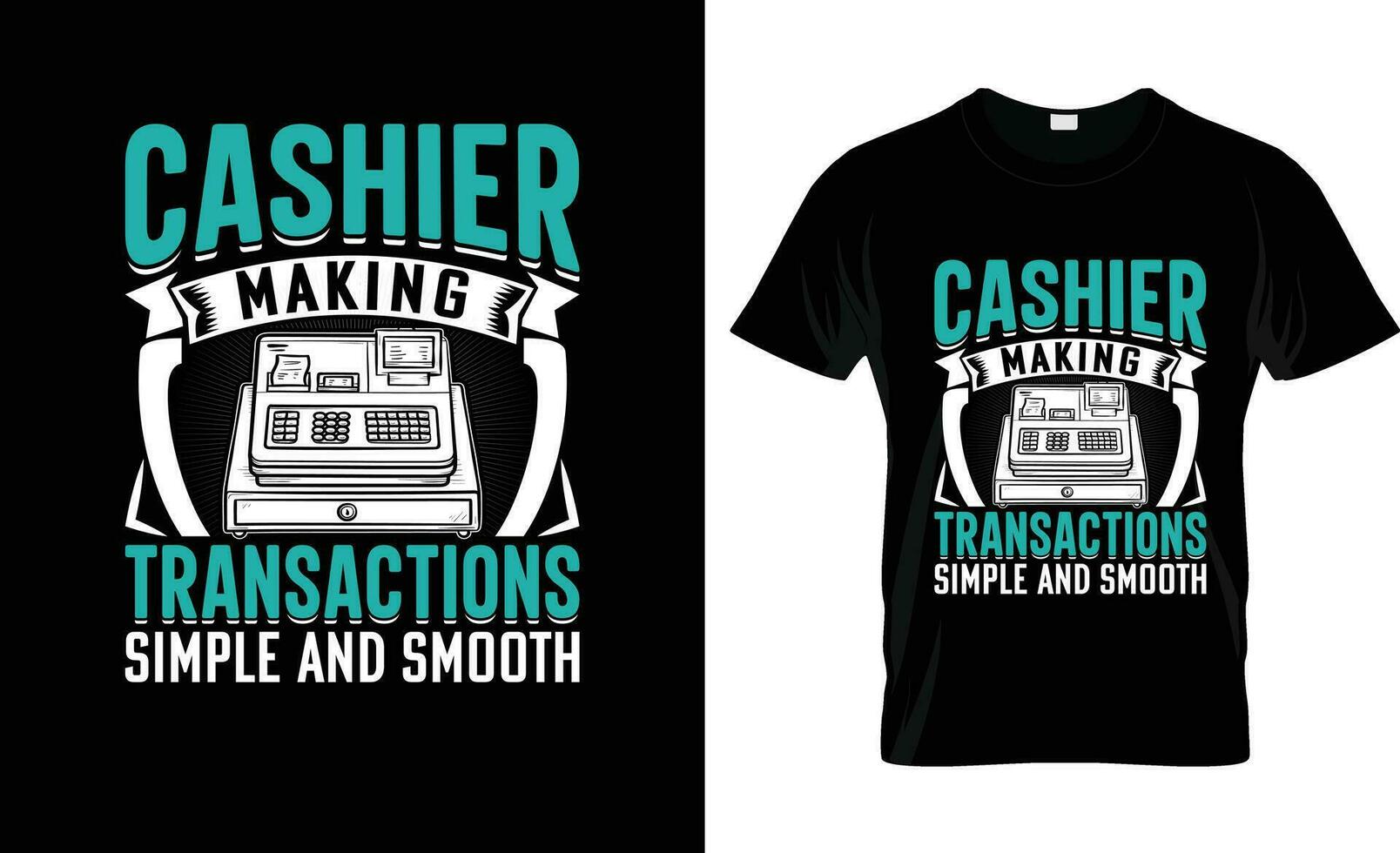 la caissière fabrication transactions Facile et coloré graphique T-shirt, T-shirt impression maquette vecteur