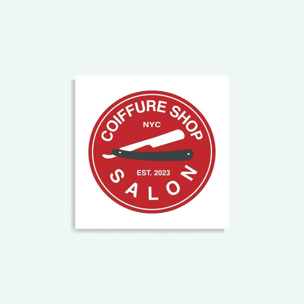 ancien coiffeur magasin badge coiffure salon logo vecteur