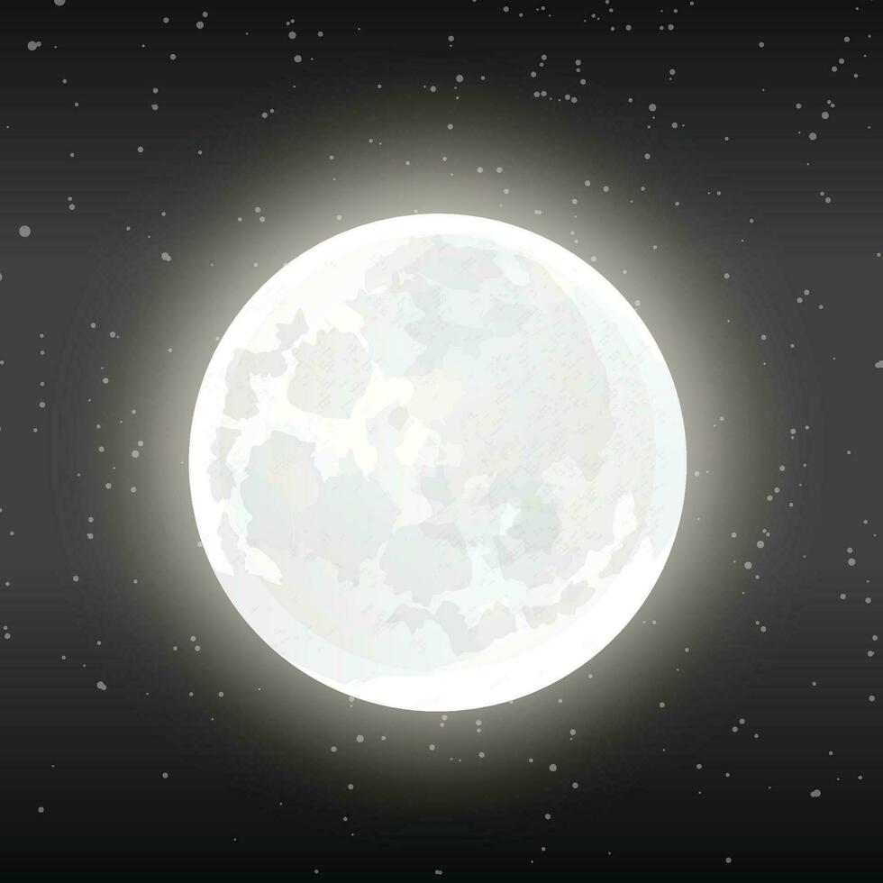 une embrasé lune dans le nuit ciel avec étoiles vecteur
