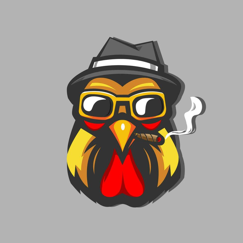 coq fumeur mascotte logo vecteur