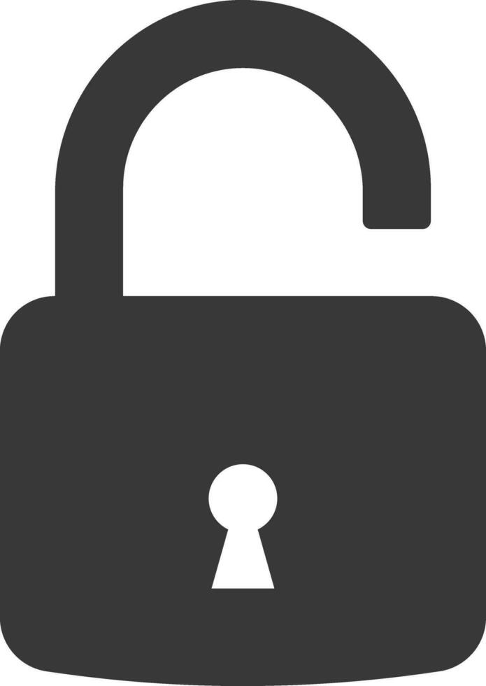 ouvert cadenas icône. déverrouillé serrure. Sécurité symbole pour votre la toile site conception, logo, application. sécurité protection vecteur