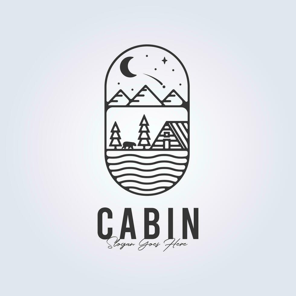 logo de cabine chalet ligne art icône signe symbole vecteur illustration conception