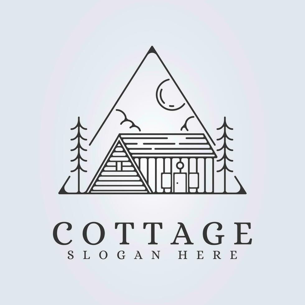 logo de cabine chalet ligne art icône signe symbole vecteur illustration conception