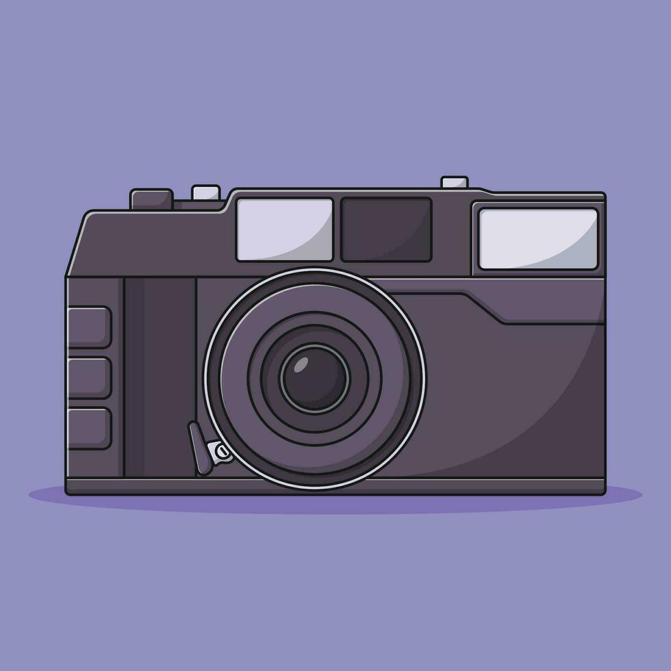 illustration d'icône vectorielle de caméra avec contour pour élément de conception, clipart, web, page de destination, autocollant, bannière. style de dessin animé plat vecteur