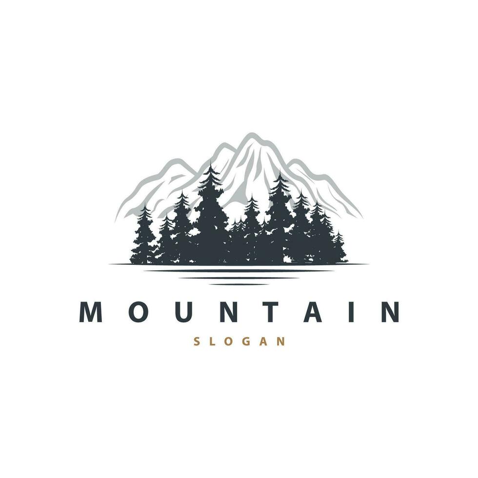 Montagne la nature paysage logo Facile minimaliste conception, vecteur illustration symbole modèle