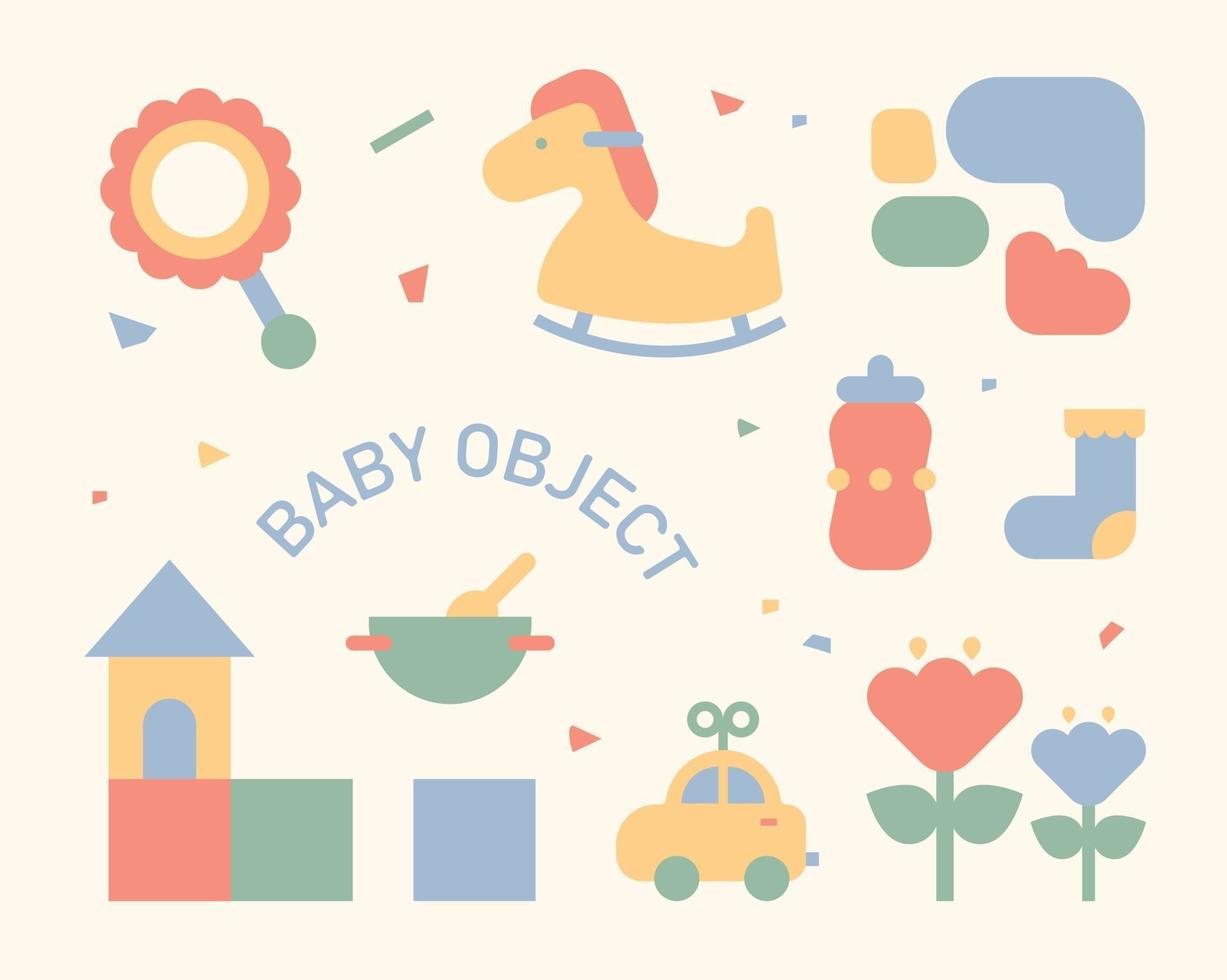 icônes mignonnes pour les bébés. illustration vectorielle minimale de style design plat. vecteur