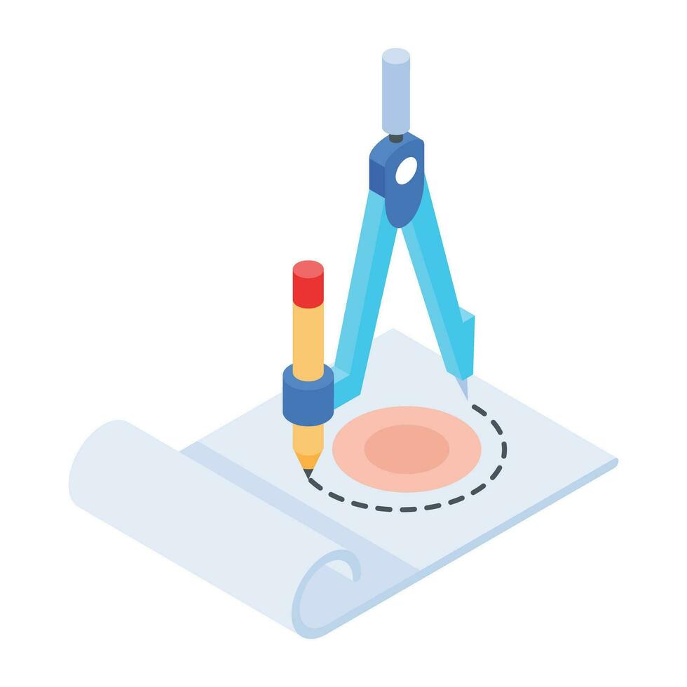 isométrique icône représentant crayon vecteur